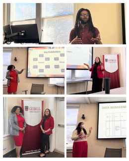 Students presenting at the Collaborative Research Showcase