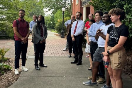 Students in front of Meigs Hall