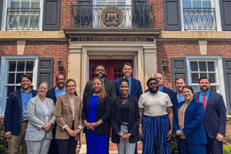 Executive Ed.D. Cohort in front of Delta Hall in Washington, D.C.