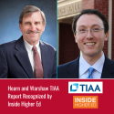 Hearn (left) and Warshaw (right) with TIAA and Inside Higher Ed logos