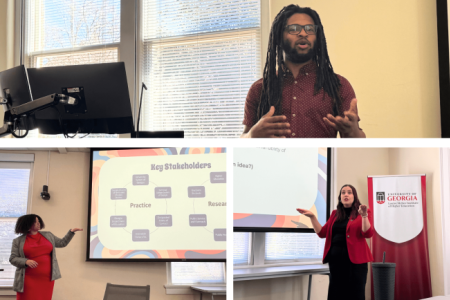 Students presenting at the Collaborative Research Showcase